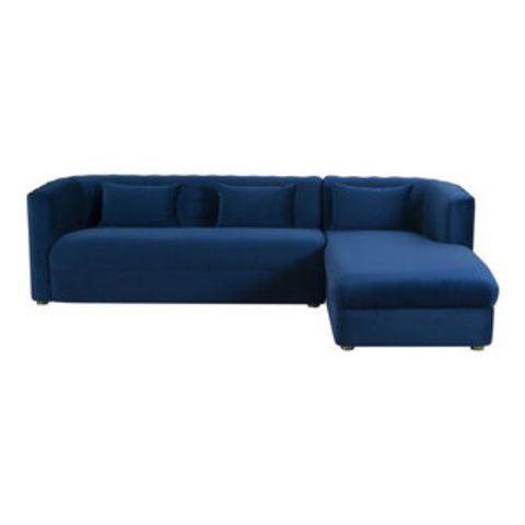 Callie Navy Velvet Sectional, Raf, Navy - Contemporary - Sectional Sofas - By First Of A Kind ... within Why the LAF Navy Velvet Sectional is a Must-Have for Your Living Room
